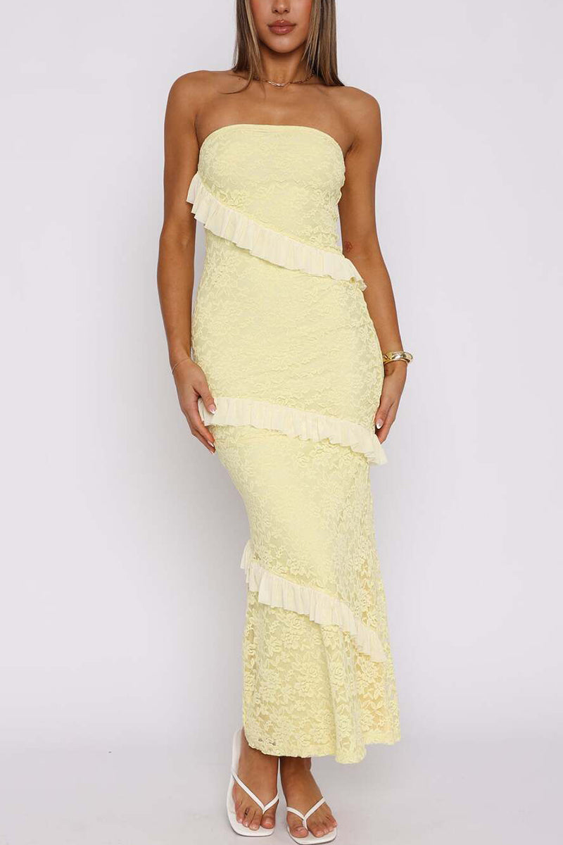 Strapless Layered Bodycon Casual Dress
