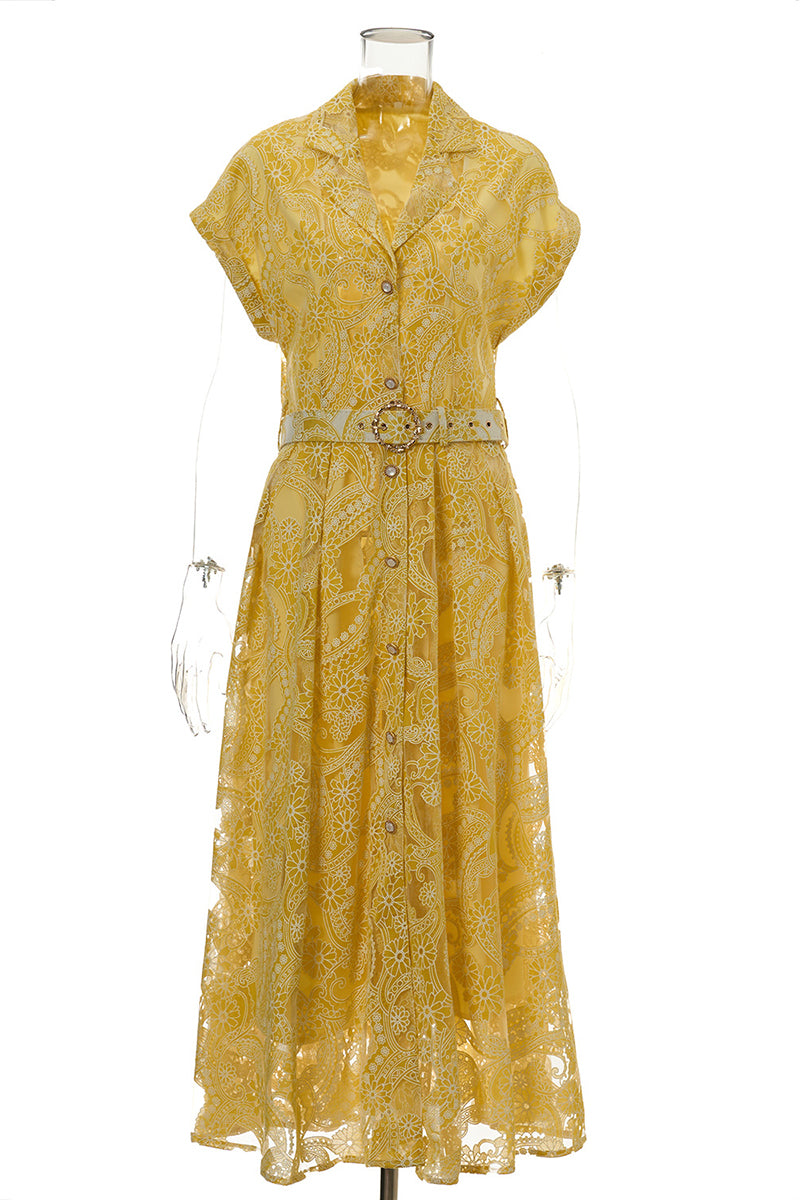 Button-Up Midi Dress with Belt