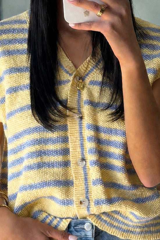 Striped Button-Up Sweater Vest