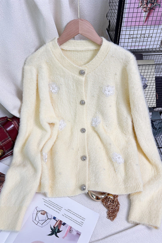 Floral Button-Up Cardigan with Delicate Details