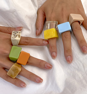 Modern Square Statement Ring