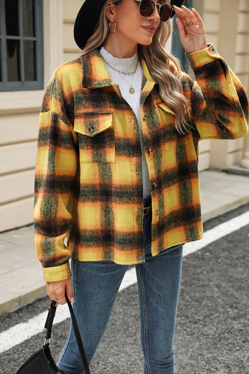 Classic Button-Up Plaid Jacket
