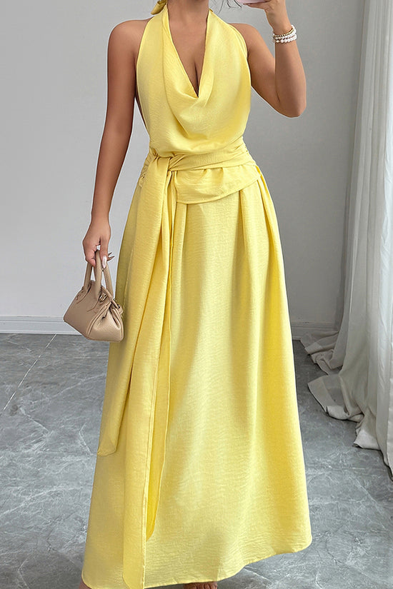 Draped Halter Maxi Dress