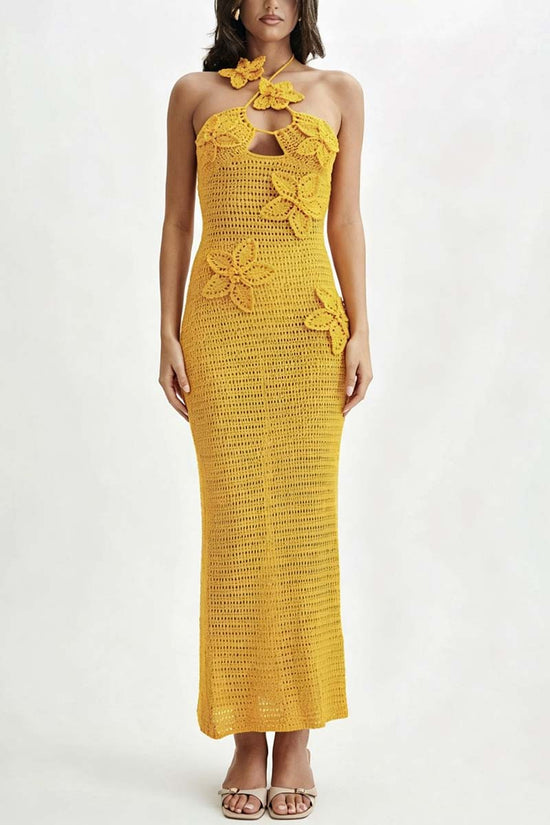 Sleeveless Knit Halter Maxi Dress