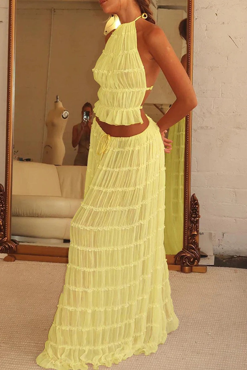 Elegant Halter Skirt Set
