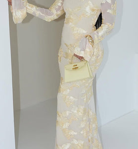 Floral Long Sleeve Bodycon Maxi Dress