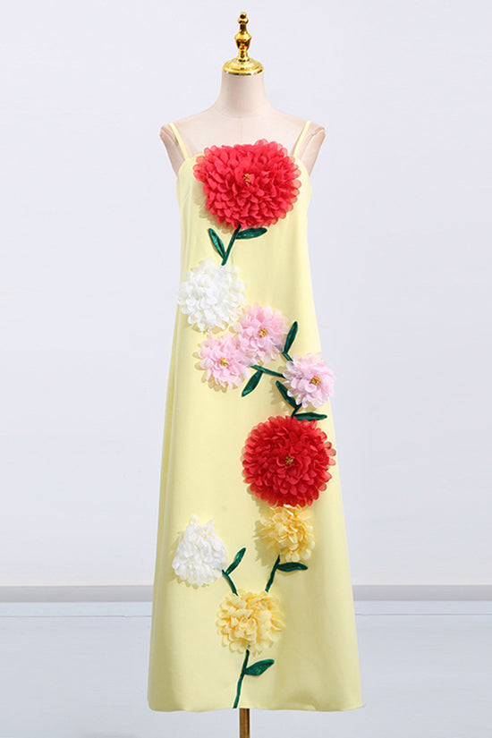 Floral Appliqué Sleeveless Casual Dress