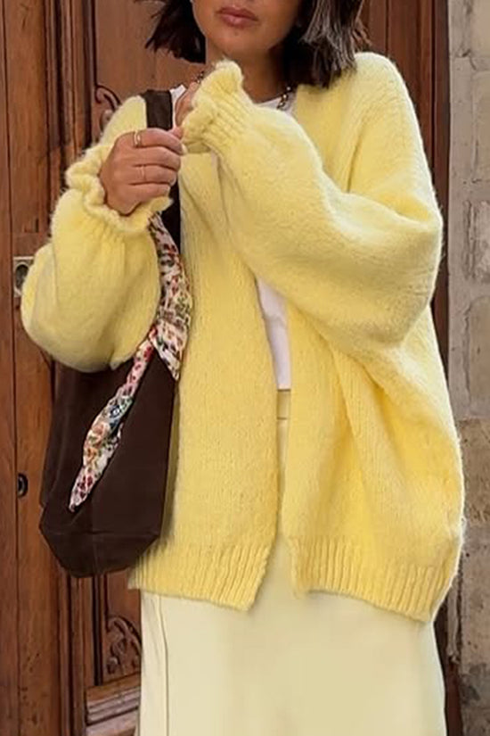 Cozy Oversized Cardigan with Ruffled Sleeves