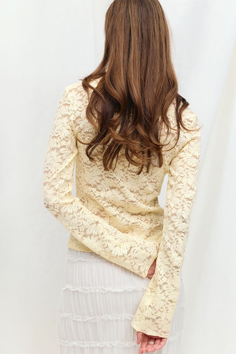 Lace Long Sleeve Bodycon T-Shirt