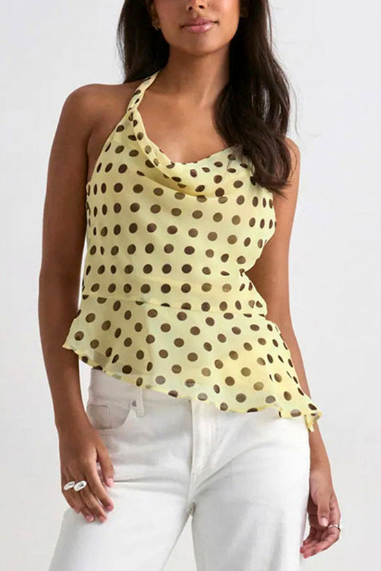 Polka Dot Halter Peplum Tank Top