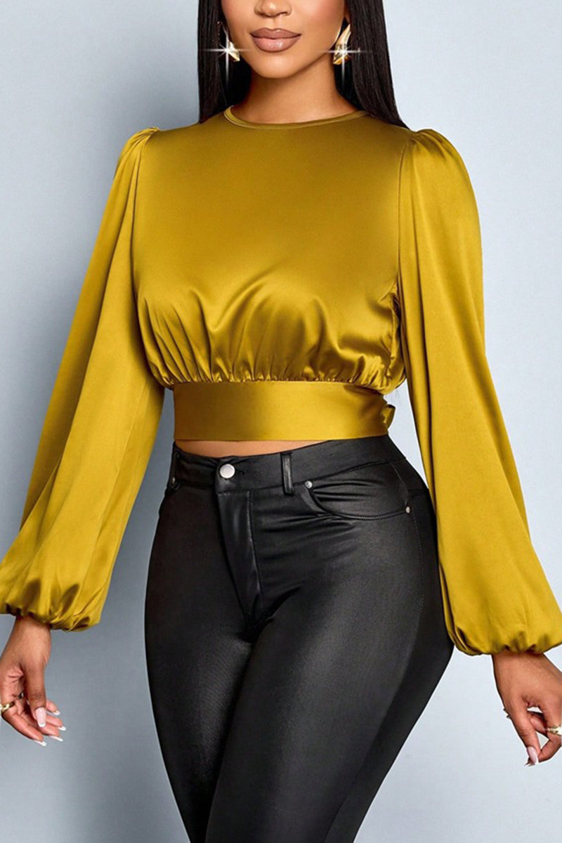 Leopard Open-Back Tie Blouse