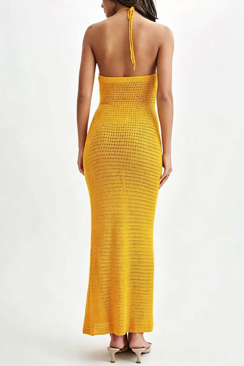 Sleeveless Knit Halter Maxi Dress