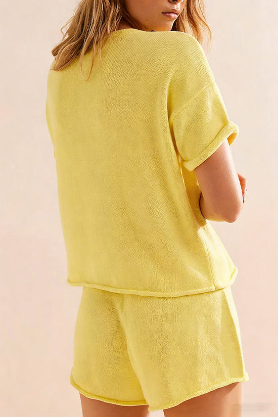 Casual Knit Shorts Set