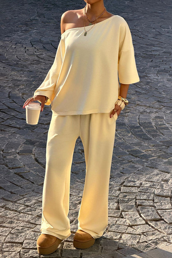 Off-Shoulder Relaxed Pants Set