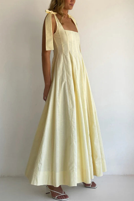 Bow Tie Strap Sleeveless Maxi Dress