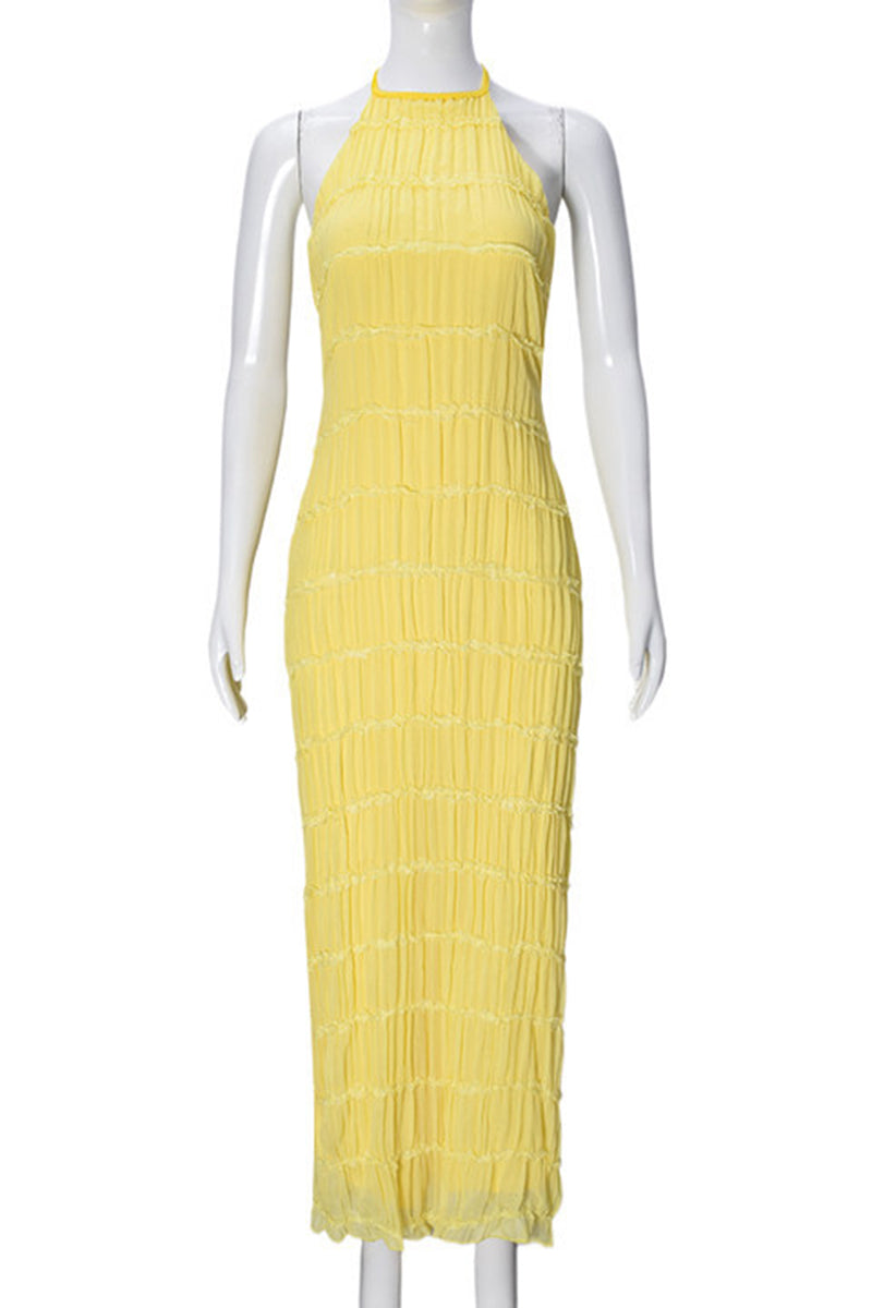 Textured Halter Midi Dress
