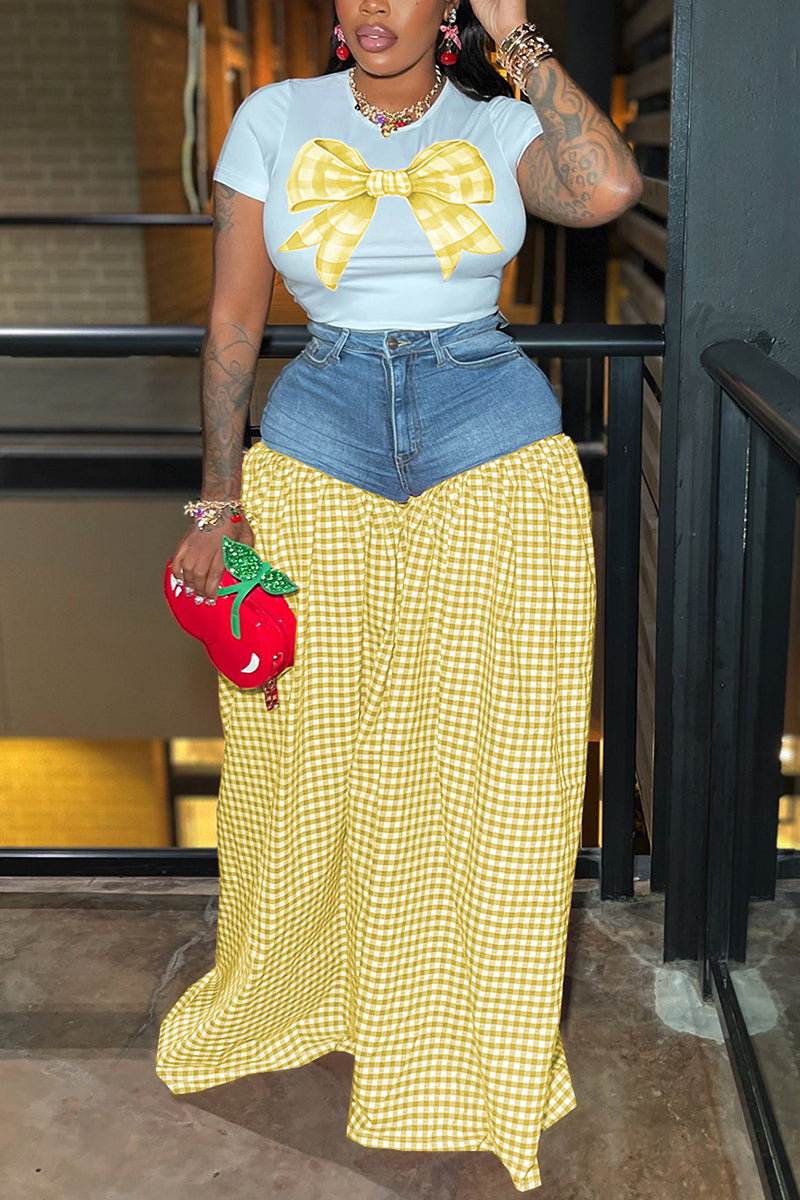 Chic Checkered Pants and Tee Set