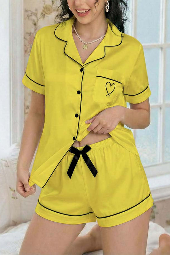 Heart Accent Short Sleeve Pajama Set