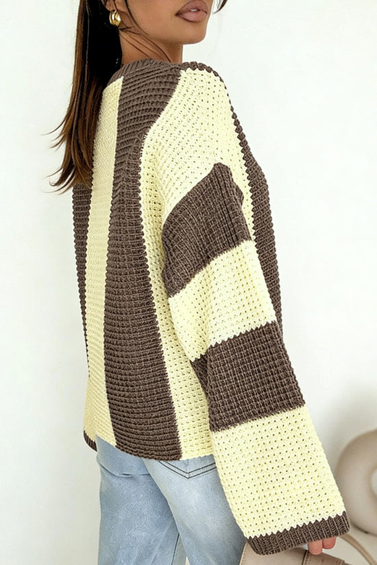 Striped Waffle-Knit Sweater