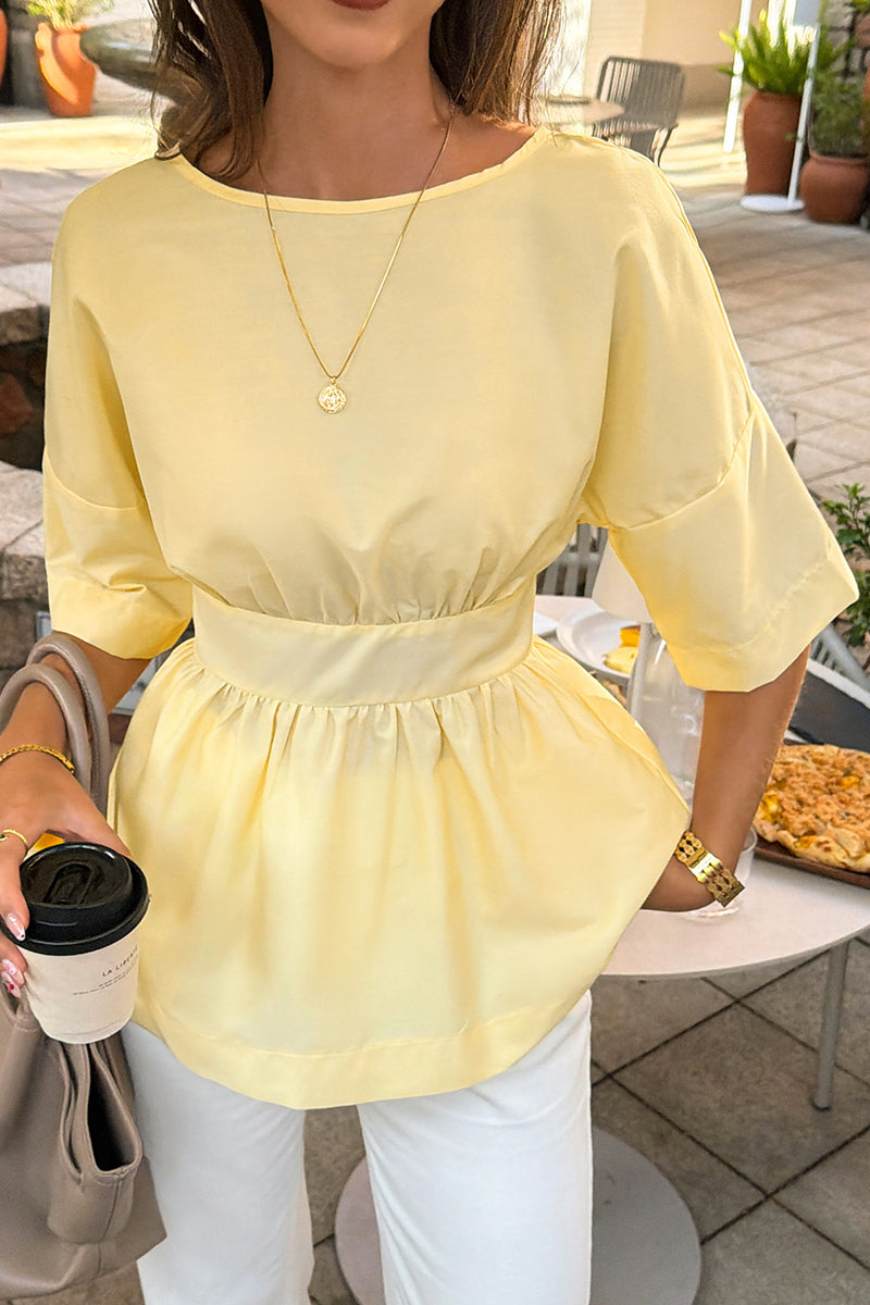 Elegant Peplum Boat Neck Blouse