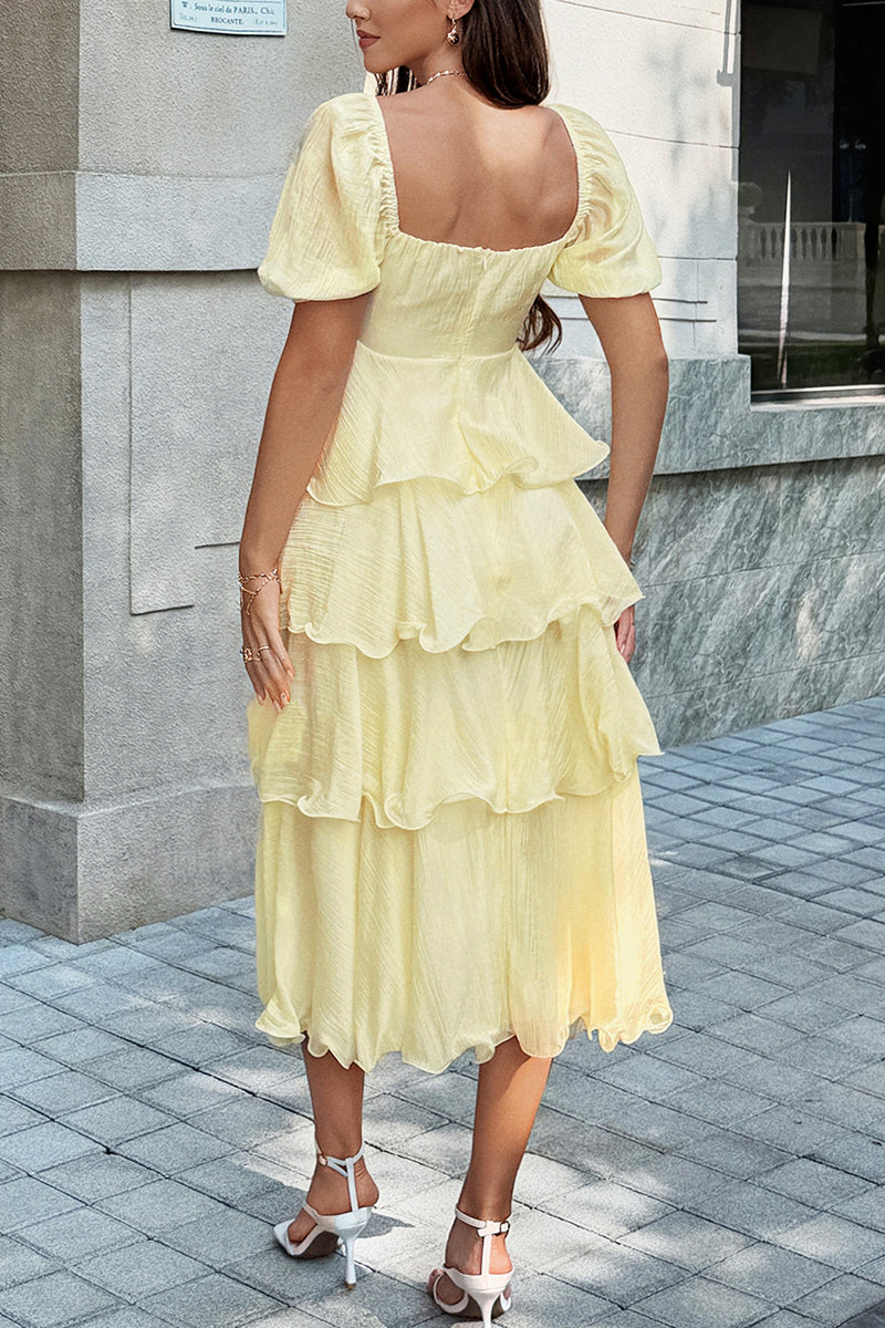 Tiered Ruffle Casual Midi Dress