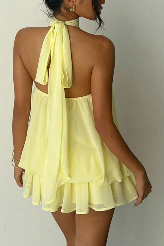 Halter Neck Flowy Mini Dress