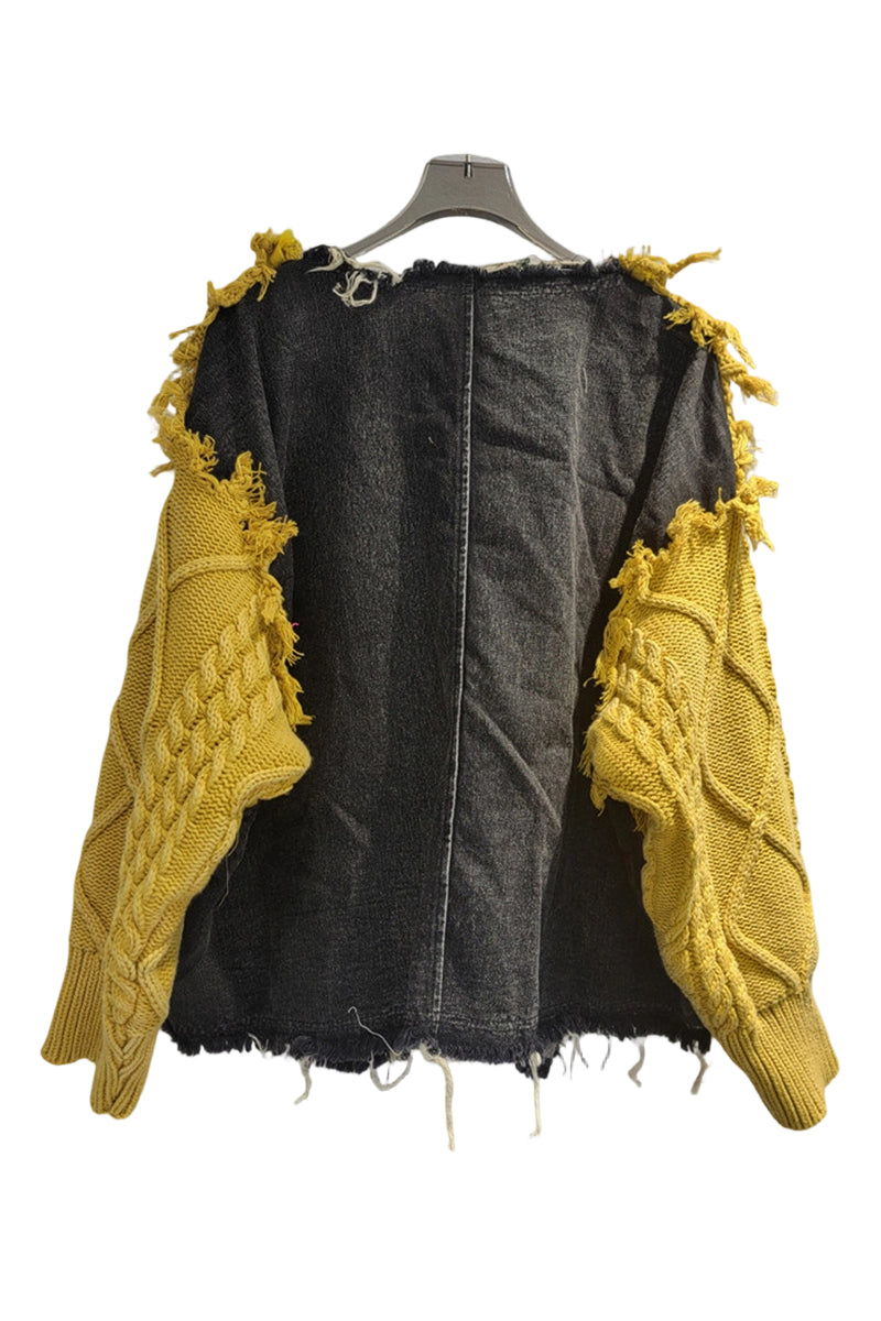 Distressed Knit Cable Sweater