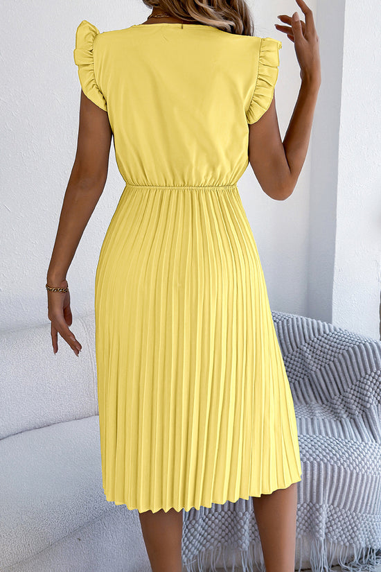 V-Neck Flutter Sleeve Casual Dress