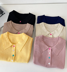 Stylish Polo T-Shirt with Button Accents