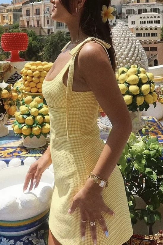 Sleeveless Tie Shoulder Gingham Dress