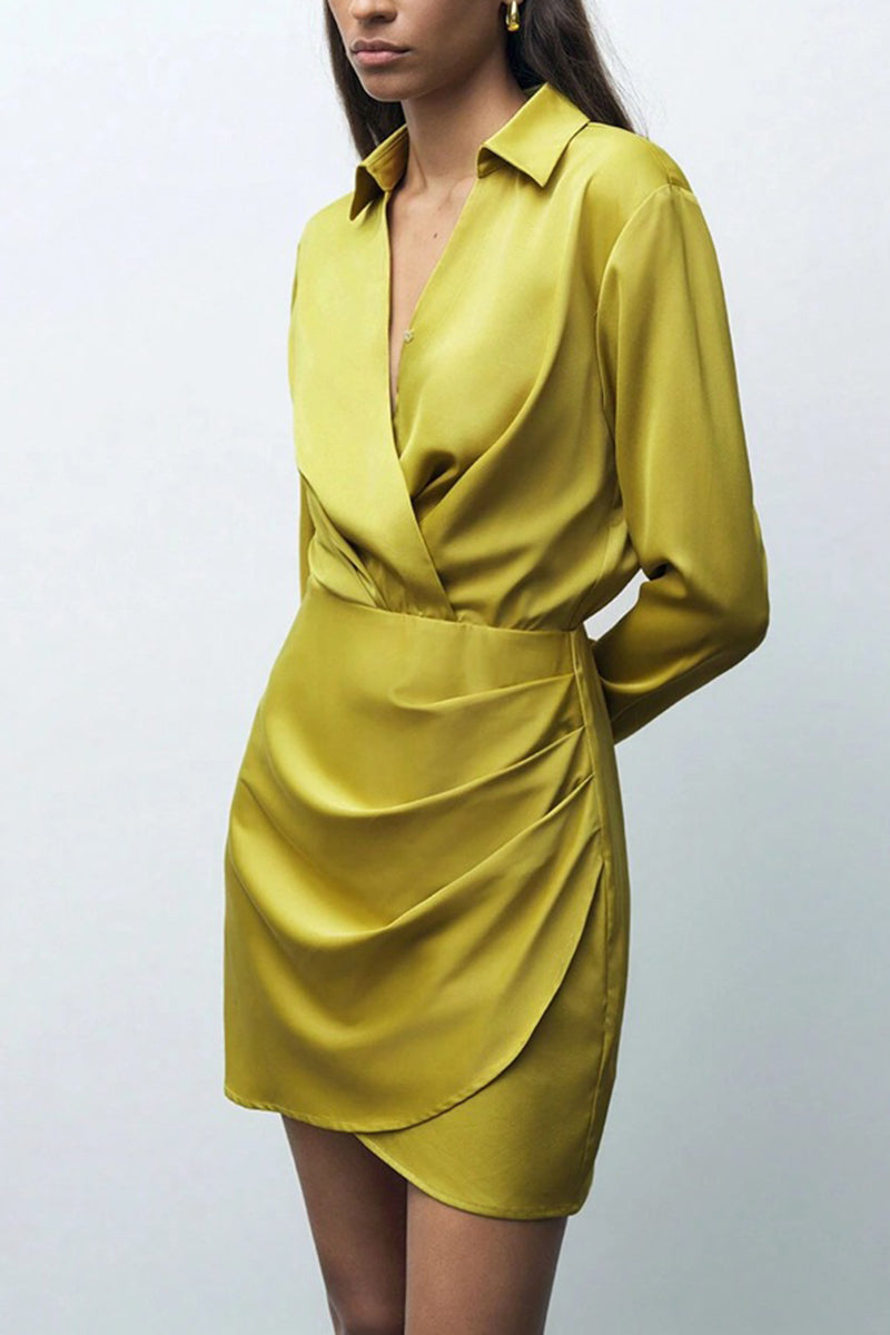 Elegant Wrap Long Sleeve Casual Dress