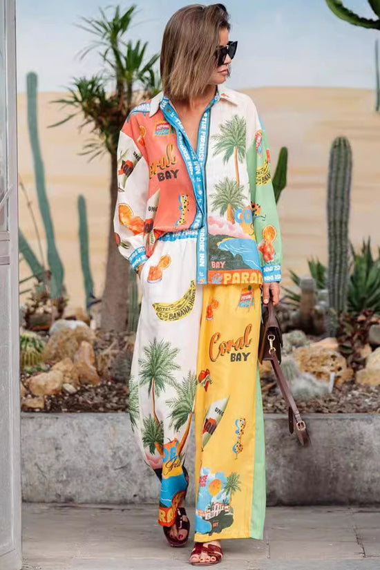 Abstract Print Relaxed Pants Set