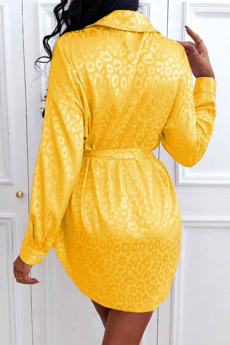 Leopard Print Long Sleeve Button-Up Blouse