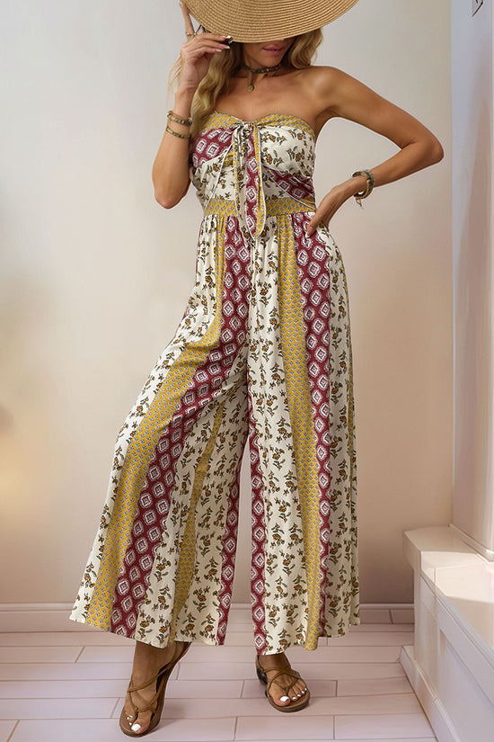 Strapless Boho Wide-Leg Jumpsuit