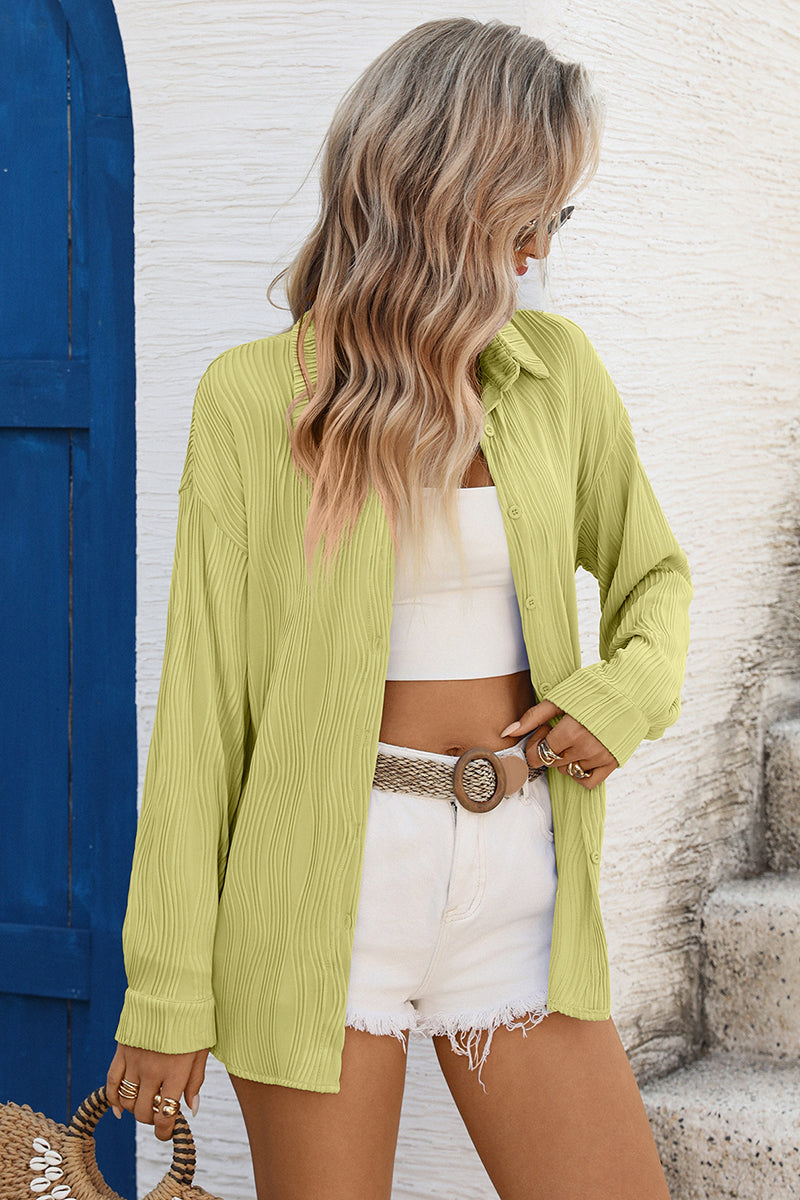 Textured Long Sleeve Blouse