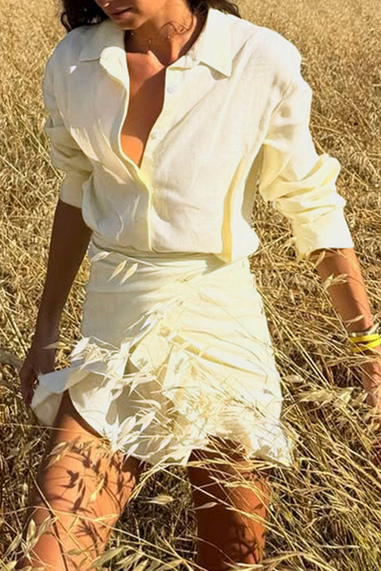 Collared Knot Front Casual Shirt Dress