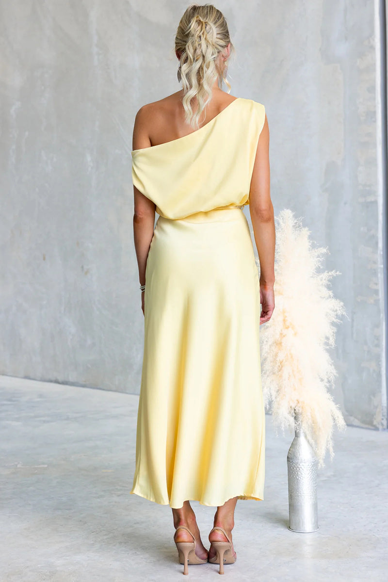 One-Shoulder Midi Casual Dress