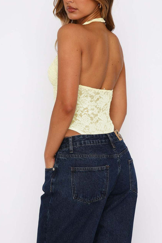 Lace Halter Sleeveless Bodycon Top