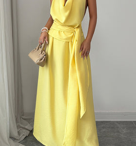 Draped Halter Maxi Dress