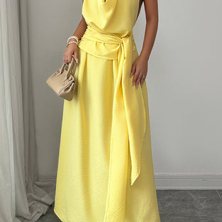 Draped Halter Maxi Dress