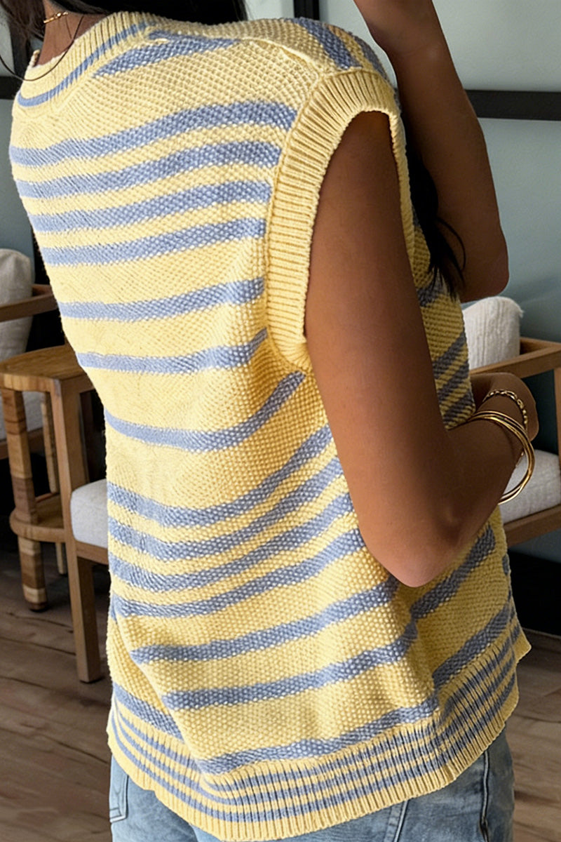 Striped Button-Up Sweater Vest