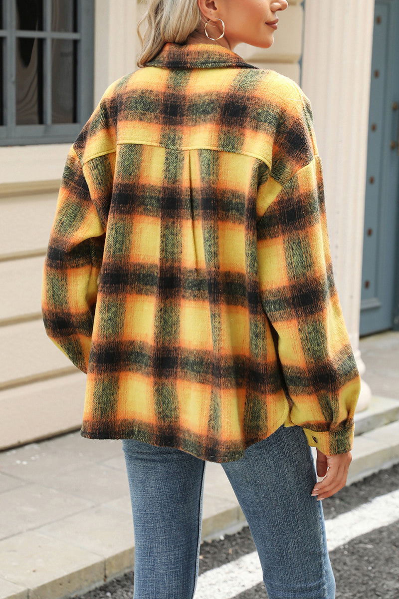 Classic Button-Up Plaid Jacket