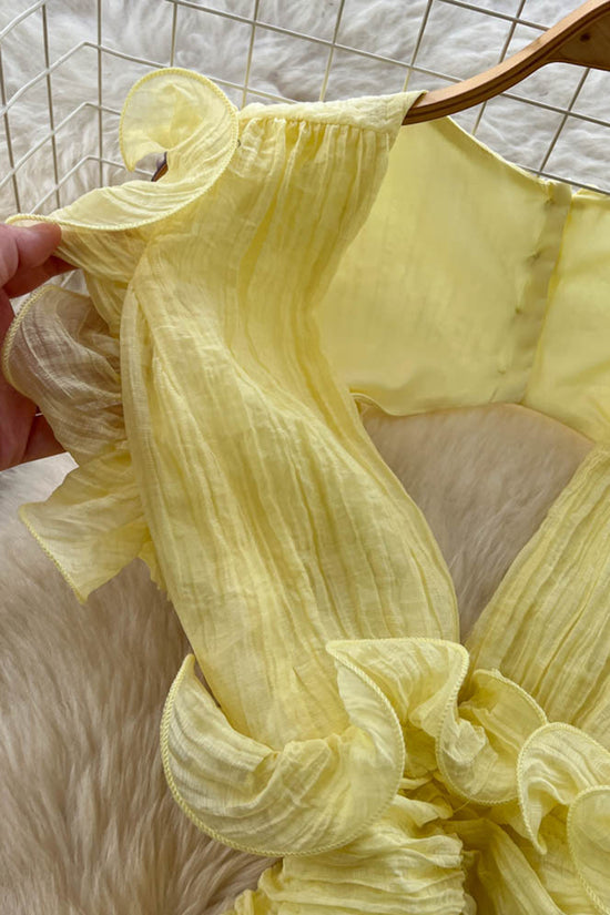 Ruffle Plunge Casual Dress