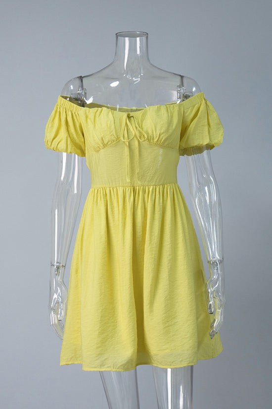Off-Shoulder Puff Sleeve Casual Dress