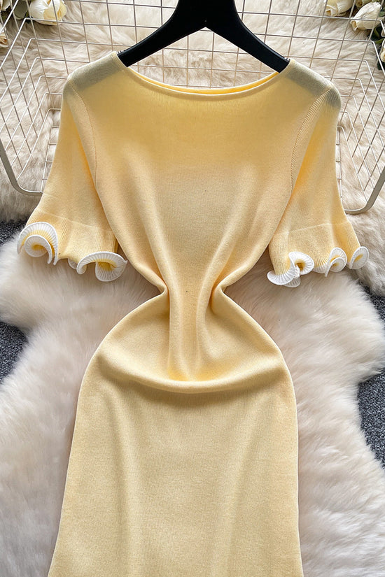 Elegant Ruffle Trim Casual Dress