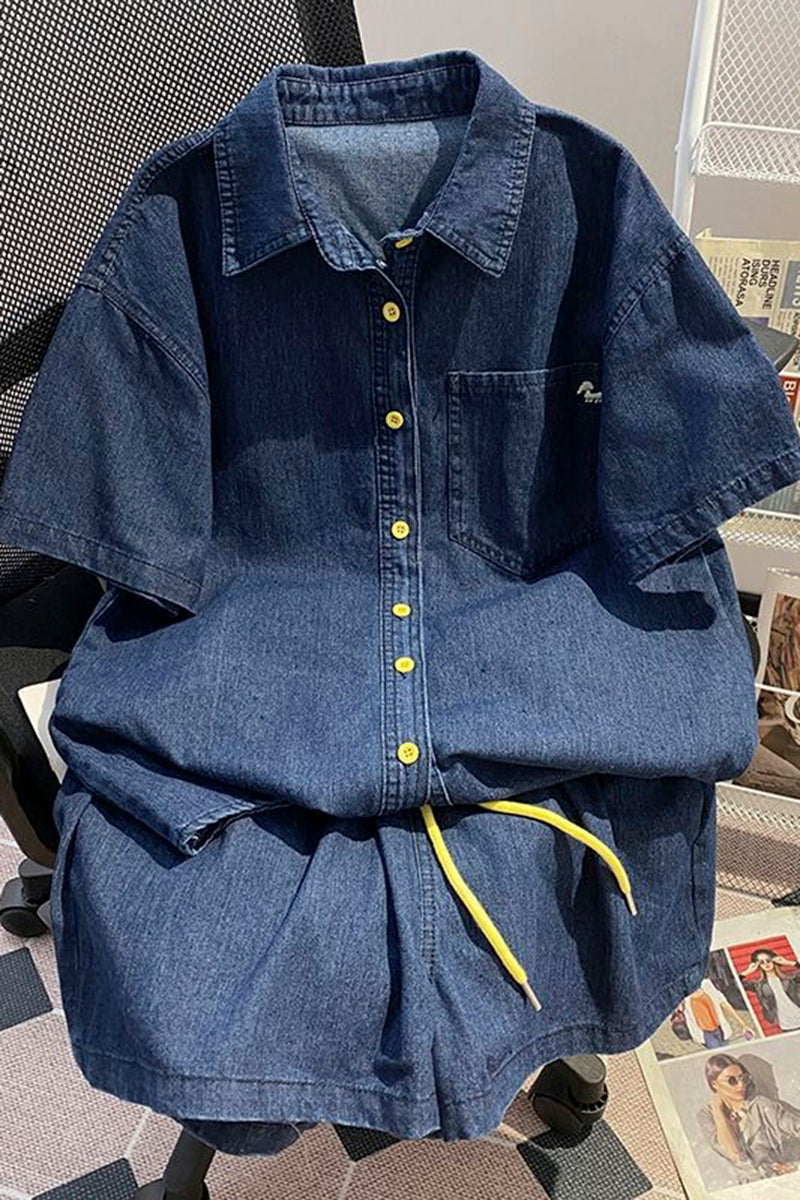 Casual Short Sleeve Short Set