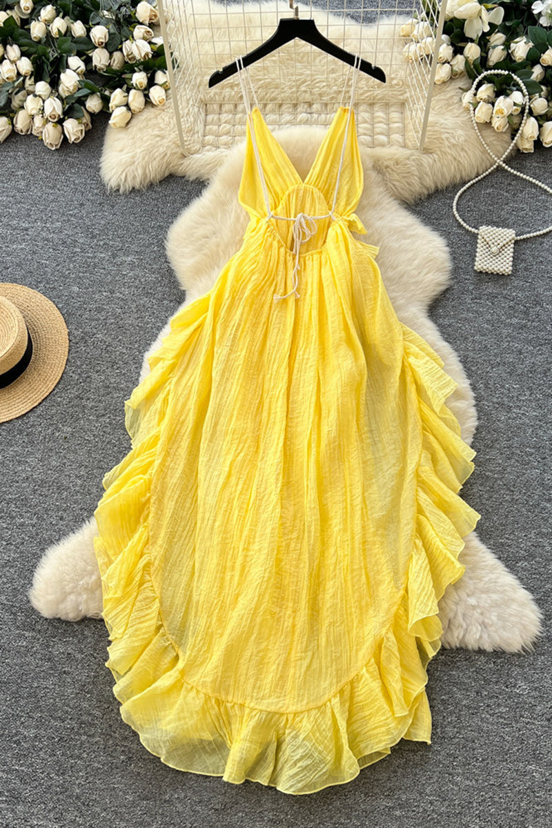 Ruffled Sleeveless Casual Dress