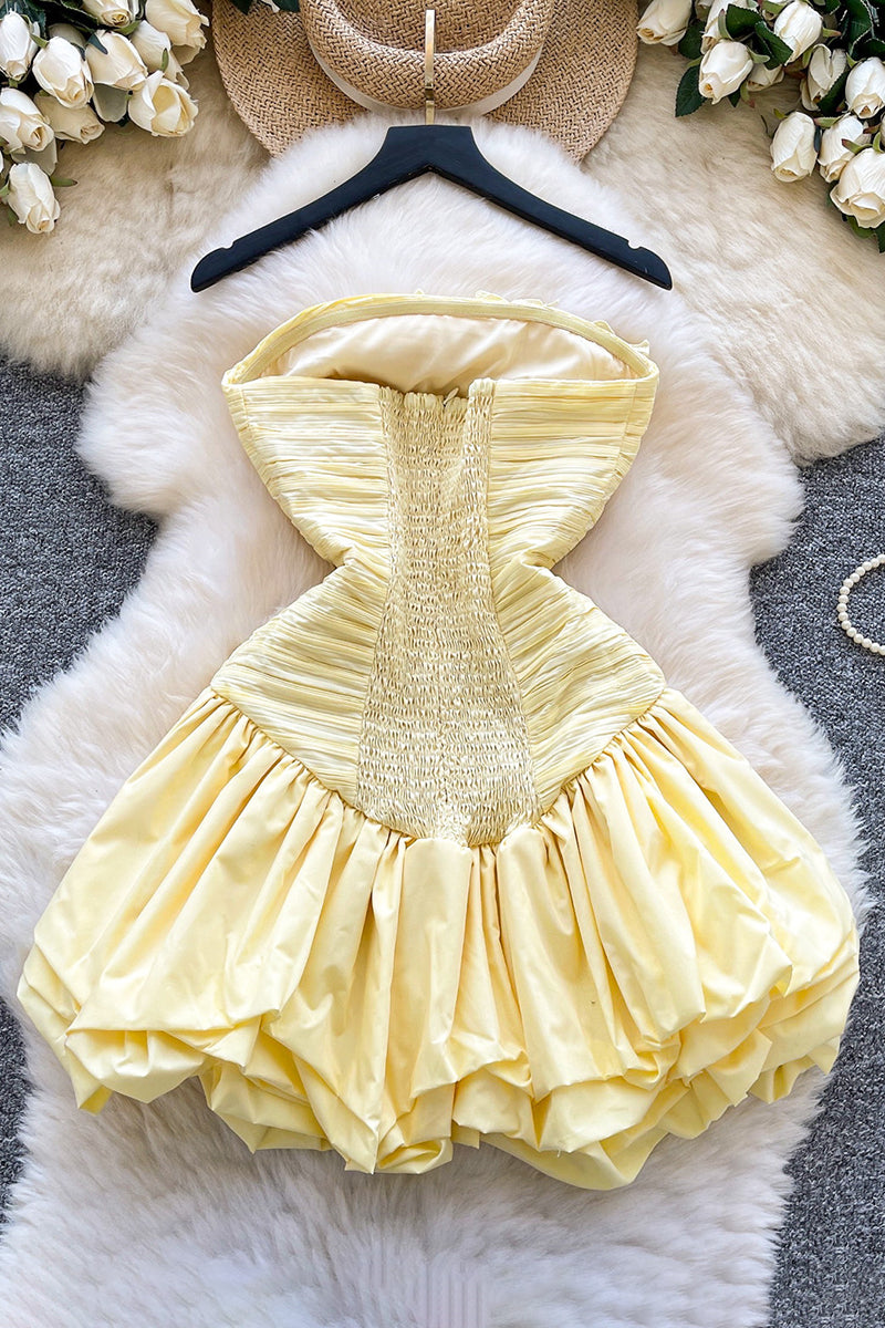 Floral Appliqué Strapless Casual Dress
