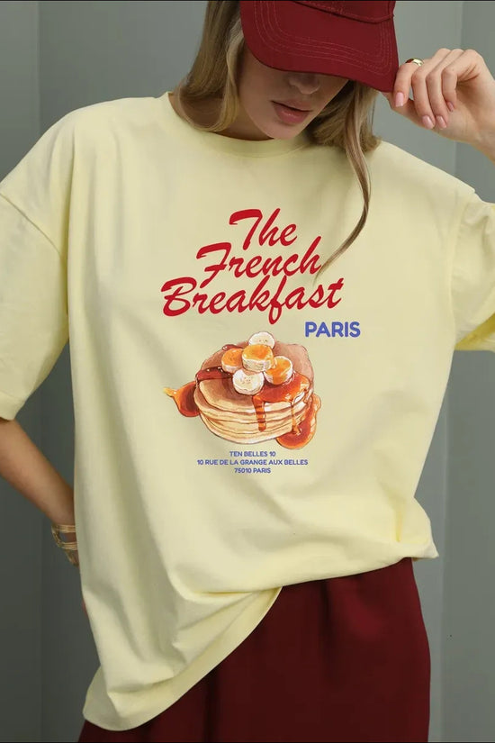 Graphic T-Shirt with Breakfast Print