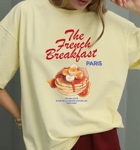 Graphic T-Shirt with Breakfast Print